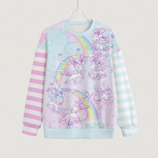 Discover Pastel Sylveonda Splatter card Gaming Inspired Design Cute Sweatshirt