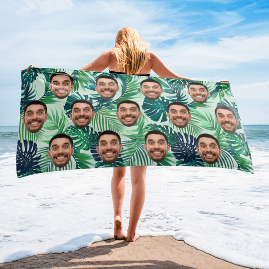 Discover Custom Beach Towel With Face For Friends, Family - Personalized Photo Beach Towel