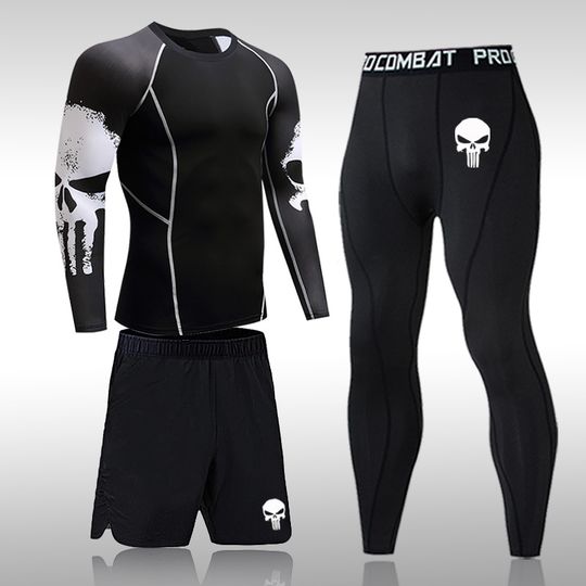 Discover Men's Rash Guard Jiu Jitsu MMA Jogging Gym Fitness Tracksuit Men Boxing Sport Set