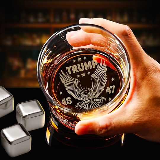 Discover Engraved Trump 45 47 Whiskey Rock Glasses, Republican Gifts
