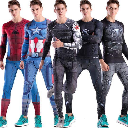 Discover Rashguard Super Men's Sportswear Suits Tights Sets Compression Tight Fitness Gym Sports