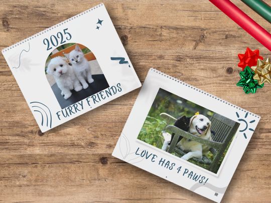 Discover 2025 Custom Photo Calendar, 12 Month Personalized Dog Cat Calendar