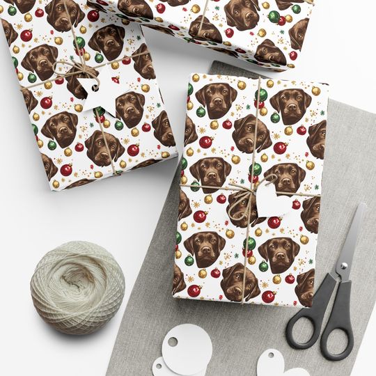 Discover Chocolate Lab Christmas Wrapping Paper, Dog Christmas Gift Wrap