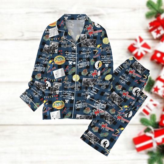 Discover It's A Wonderful Life Christmas Pajamas Set, Christmas Movie Holiday Pajamas, Lasso The Moon Pajamas