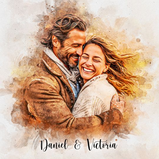 Discover Personalised Watercolor Portrait, Valentines Day Gift, Portrait from Photo, Handmade Gift