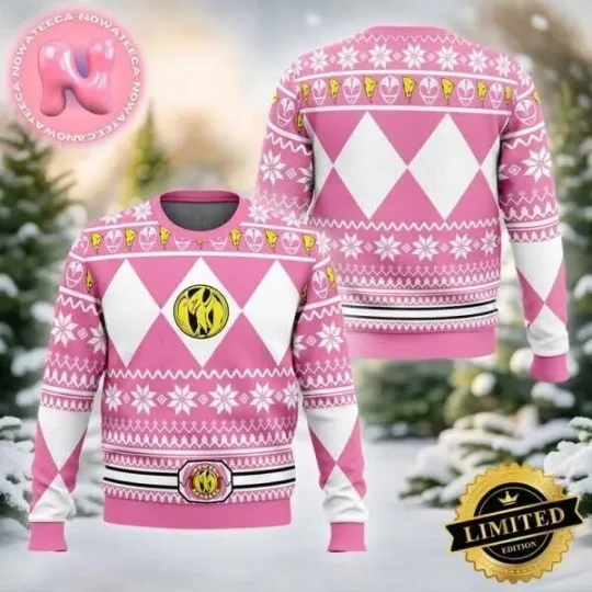 Discover Mighty Morphin Pink Ranger Power Rangers Ugly Christmas Sweater