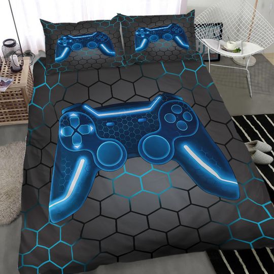 Discover Game Console Comforter Set 3D Gaming Geometric Lightweight Microfiber Gamer Bedding Sets