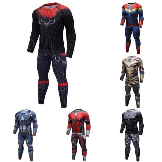 Discover Men's Compression Sport Suits Running Set Gym Workout Clothes Sportswear Fitness