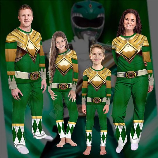 Discover Characters Power Ranger Green 3D All Over Printed Funny Cartoon Family Pajamas Cosplay