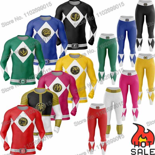 Discover Super Sentai Rash Guard Diving Men's Sportswear Suits Tights Sets GYM Tops Sports