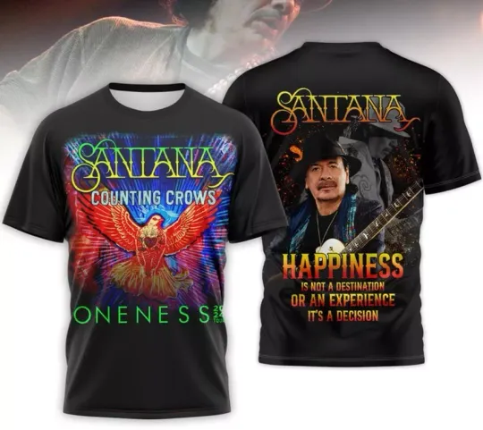 Discover Santana Oneness 2024 Tour Happiness Is Not A Destination 3D T Shirt