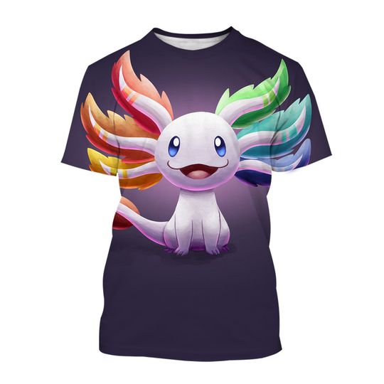 Discover Axolotl T-Shirts Cartoon Animal 3D Print Streetwear  T Shirt