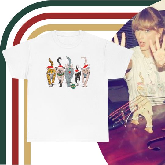 Discover Vintage Inspired 90s Christmas Cat Tee | Taylor 33rd Birthday T-Shirt