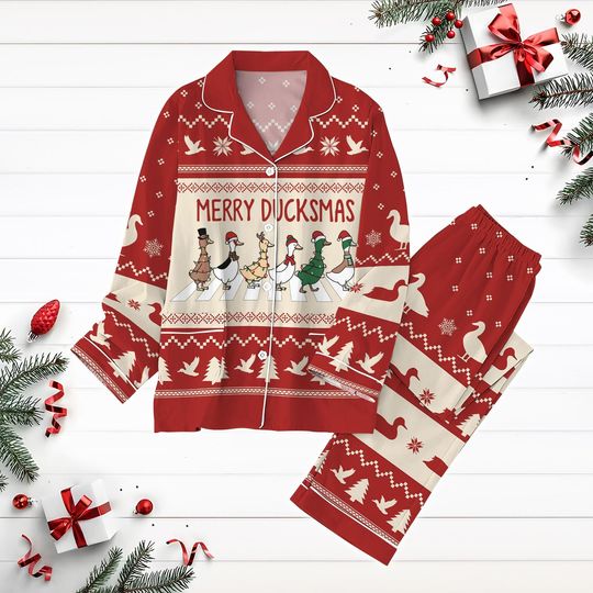 Discover Ducks Christmas Pajamas Set, Merry Ducksmas Holiday Pajamas
