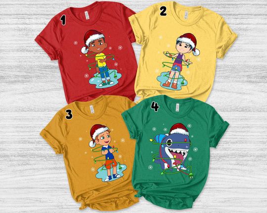 Discover Sharkdog Characters Christmas Group Shirt, Shark Dog Christmas Party Shirt