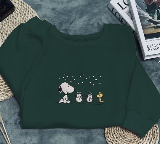Discover Snoopy Christmas Embroidered Sweatshirt Friend Christmas Sweaters