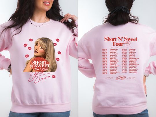 Discover Short N' Sweet Tour 2024 Double Sided Sweatshirts, Sabrina Carpenter Sweatshirt