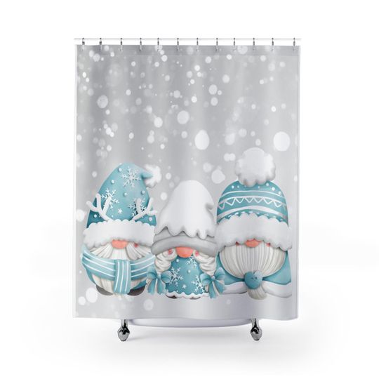 Discover Winter Gnome Shower Curtain, Winter Decor, Gnome Seasonal bathroom