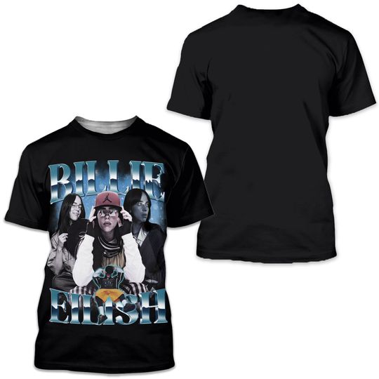 Discover Billie Eilish Vintage 90S Shirt, Bootleg Music Art Hit Me Hard