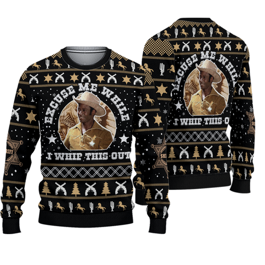 Discover Excuse Me While I Whip This Out Blazing Saddles Ugly Christmas Sweater