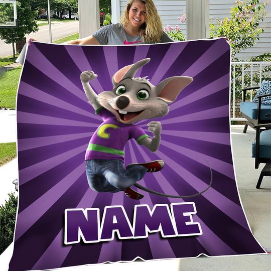 Discover Personalized Chuck E Cheese Blanket, Chuck E Cheese Christmas Gift, Custom Name Blanket