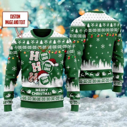 Discover Personalized Ho Ho Ho Logo Christmas Sweater