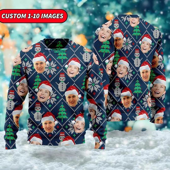 Discover Personalized Face Ugly Christmas Sweater, Christmas Gift For Men Women Kid