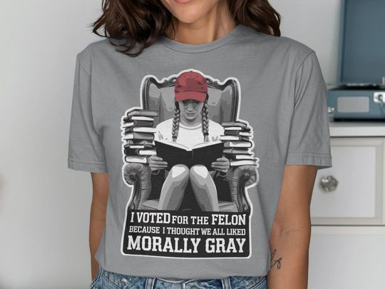 Discover Bookish Trump T-Shirt, I Voted For The Felon Reading Tee Shirt