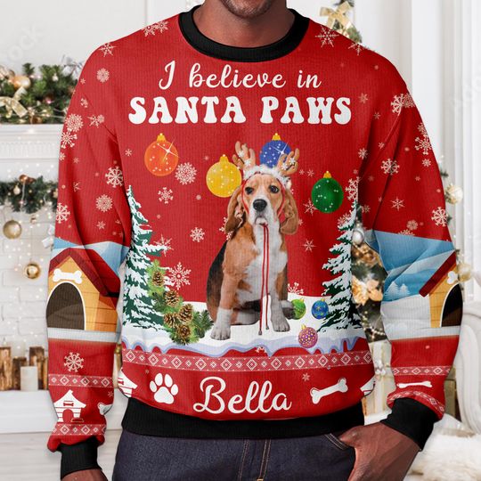 Discover Custom Dog & Cat Photo Ugly Christmas Sweater, Personalized Custom Dog Photo Ugly Sweater, Funny Christmas Gift