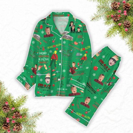 Discover Home Alone Christmas Pajamas Set, 90s Christmas Movie Shirt