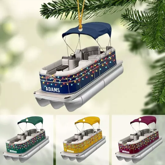 Discover Personalized Pontoon Boat Christmas Ornament, Pontoon Car Ornament, Gift for Bow