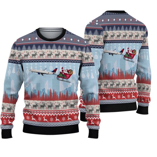 Discover Delta Air Lines A330 Ugly Christmas Sweater