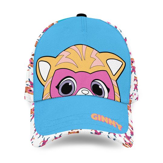 Discover Ginny Cartoon Character Classic Cap, Super Kitties Summer Trip Baseball Cap