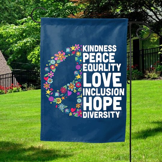 Discover Kindness Peace Equality Love Inclusion Hope Diversity Double-sided Flag
