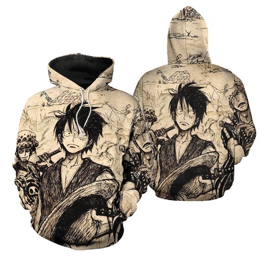 Discover Monkey D Luffy One Piece Hoodie, Anime 3D Hoodie