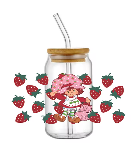 Discover Cartoon Strawberry Shortcake Glass Tumblers, Gifts for Friends