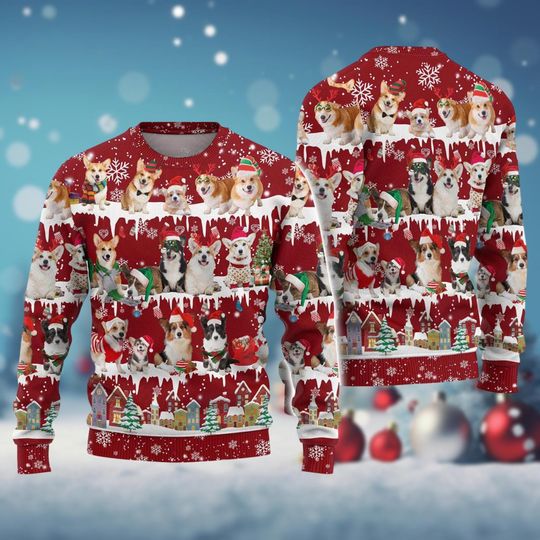 Discover Corgi Dog Ugly Christmas Sweater, Funny Pet Holiday Sweater