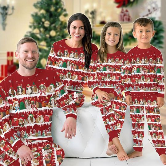 Discover Guinea Pig Family Pajamas Set, Hamster Santa Matching Pajamas Set
