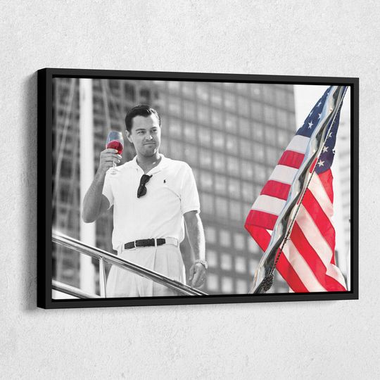 Discover The Wolf of Wall Street with American Flag Canvas Wall Art Home Decor Poster