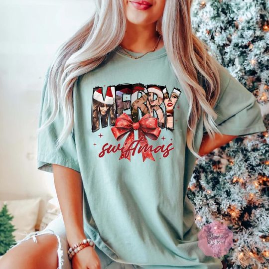 Discover Merry Swiftmas Coquette Bow Shirt,  TS Gift Fan, Merry Christmas Shirt, Music Fan Christmas Gift