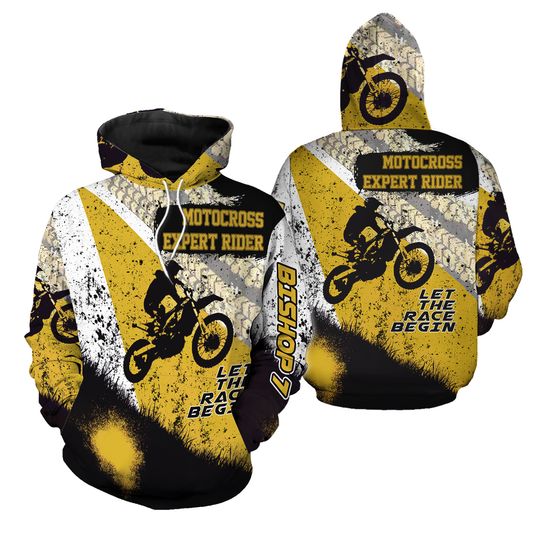 Discover Personalized Motocross Expert Rider Yellow Apparel 3D Hoodie
