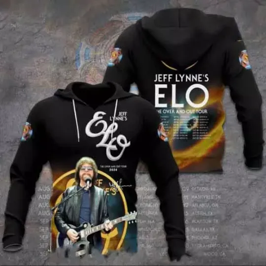 Discover Jeff Lynne Elo The Over And Out Tour 3D Hoodie Tour 2024