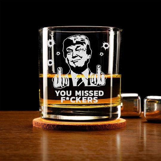 Discover You Missed Trump Whiskey Glass, MAGA Trump Rock Glass