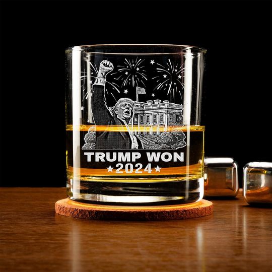 Discover Donald Trump President 2024 Whiskey Glass Engraved - Trump Gifts for Whiskey Lovers, Republican Gifts, Bourbon Lover Gifts,