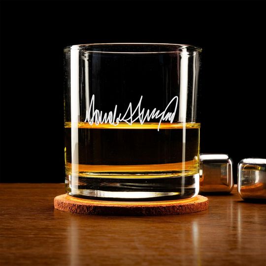 Discover Etched Trump Signature Whiskey Glass for Gifts