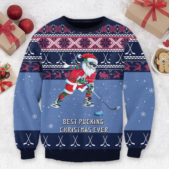 Discover Pucking Christmas Ever Ugly Sweater Santa Claus Ugly Christmas Sweater