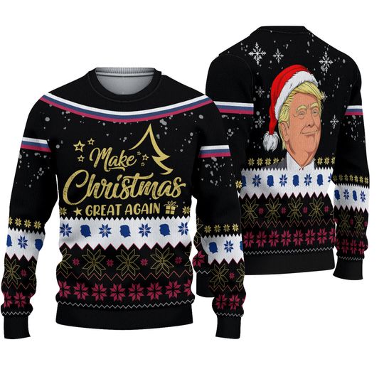 Discover Make Christmas Great Again Sweater, Make Christmas Great Again Snow Ugly Xmas Sweater 3D