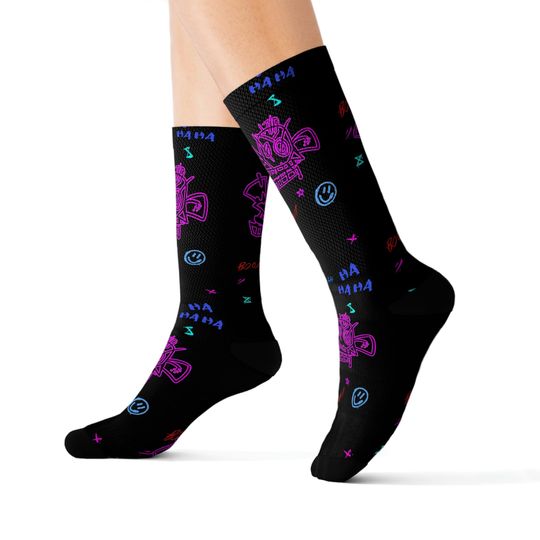 Discover Jinx Themed Black Socks, Unisex, Arcane, Fun, Gaming Socks