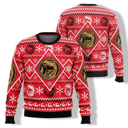 Discover Red Ranger Power Rangers Ugly Christmas Sweater, Power Rangers Christmas
