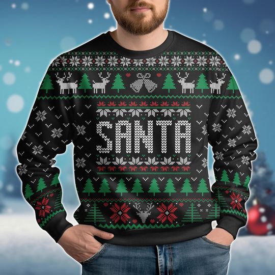 Discover Christmas Santa Ugly Sweater, Santa Claus Holiday Sweater